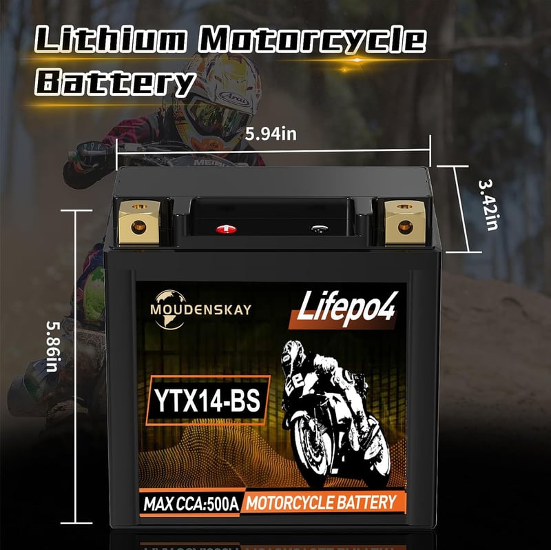 MOUDENSKAY 12V Lítium Motorkerékpár Akkumulátor LiFePO4 BMS-sel, 8Ah 500CCA