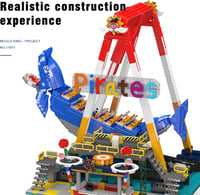 Mould King 11017 Navă de pirați set de construcție 1922 elemente de parc de distracții cu motor, model MOC loc de joacă pentru copii și adulți 14+ 6