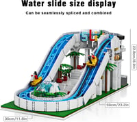 Mould King 11021 set de construcție parc acvatic cu tobogane, 2088 piese, model MOC motorizat parc de distracții și loc de joacă pentru copii și adulți 2