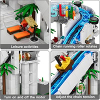 Mould King 11021 set de construcție parc acvatic cu tobogane, 2088 piese, model MOC motorizat parc de distracții și loc de joacă pentru copii și adulți 3