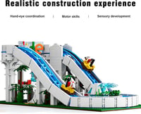 Mould King 11021 set de construcție parc acvatic cu tobogane, 2088 piese, model MOC motorizat parc de distracții și loc de joacă pentru copii și adulți 6
