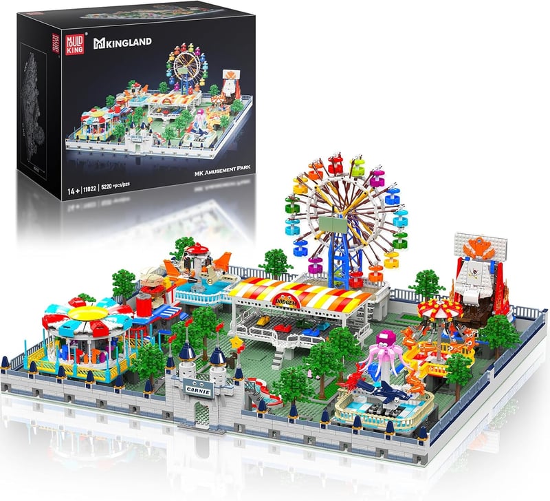 Set de construcție Mould King 11022 Roată panoramică electrică și corabie de pirați, 5220 piese, pentru băieți și fete 14+, adulți