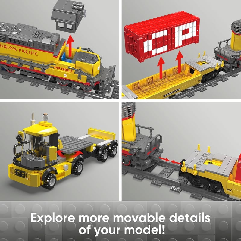 Mould King 12027 Távirányítható Dízelmozdony Építőkészlet - 1170 Darabos EMD SD40-2 Vasúti Modell, Bluetooth Applikációval Vezérelhető Techn