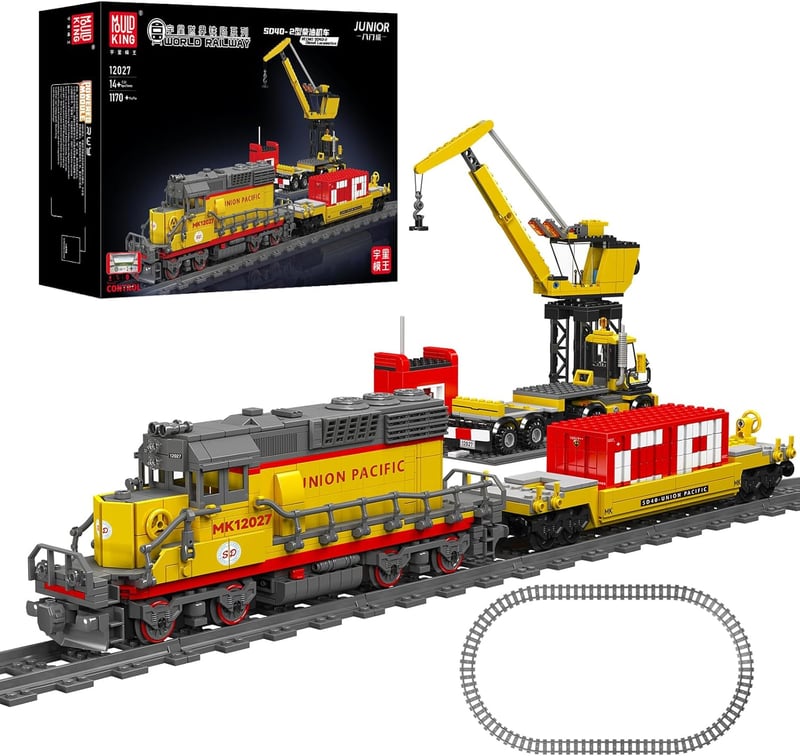 Mould King 12027 Távirányítható Dízelmozdony Építőkészlet - 1170 Darabos EMD SD40-2 Vasúti Modell, Bluetooth Applikációval Vezérelhető Techn