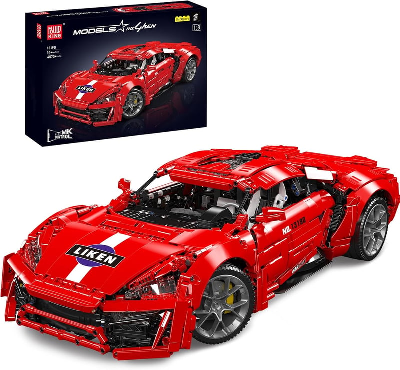 Mould King 13190 Technic Sportautó Építőkészlet 4070 Darabos Motorral és Távirányítóval Szuperautó Rajongóknak