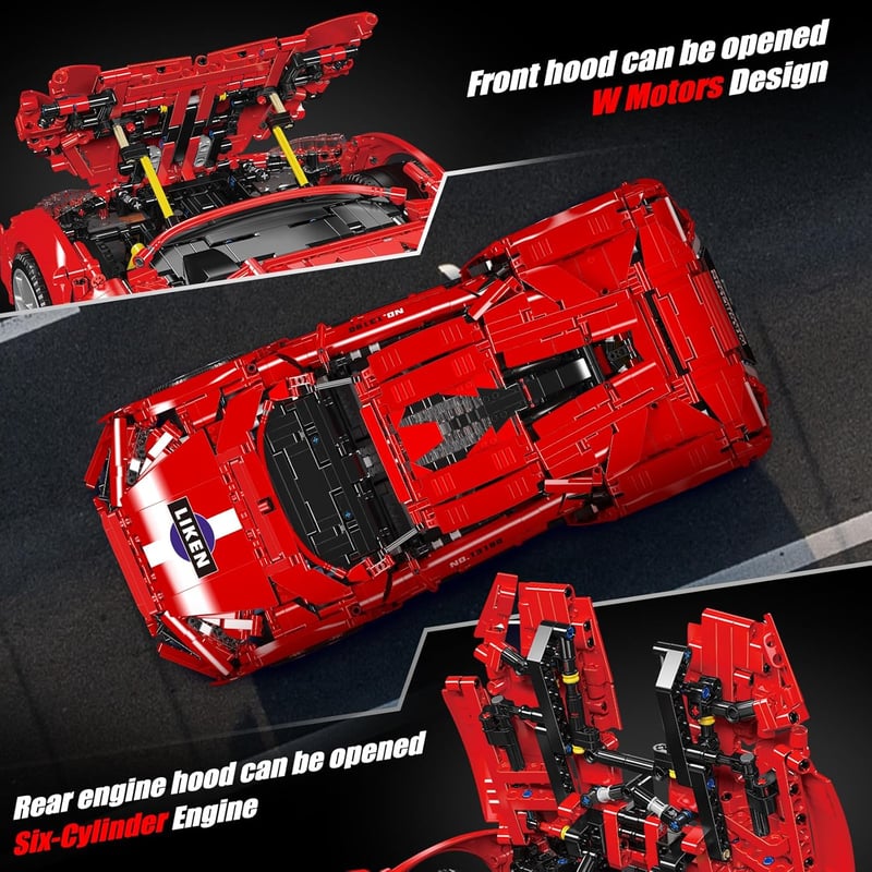 Mould King 13190 Technic Sportautó Építőkészlet 4070 Darabos Motorral és Távirányítóval Szuperautó Rajongóknak