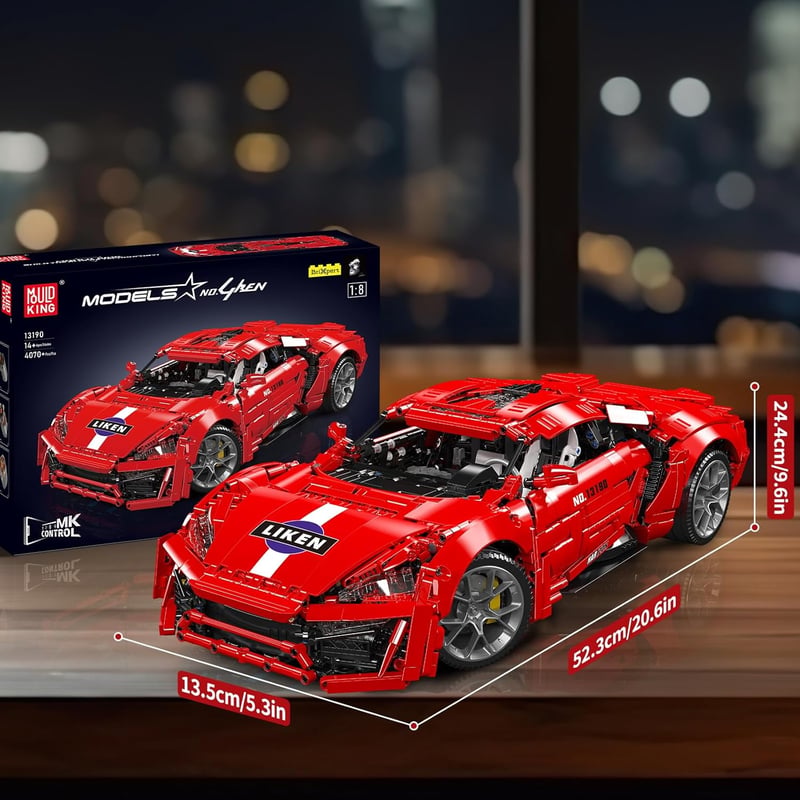 Mould King 13190 Technic Sportautó Építőkészlet 4070 Darabos Motorral és Távirányítóval Szuperautó Rajongóknak