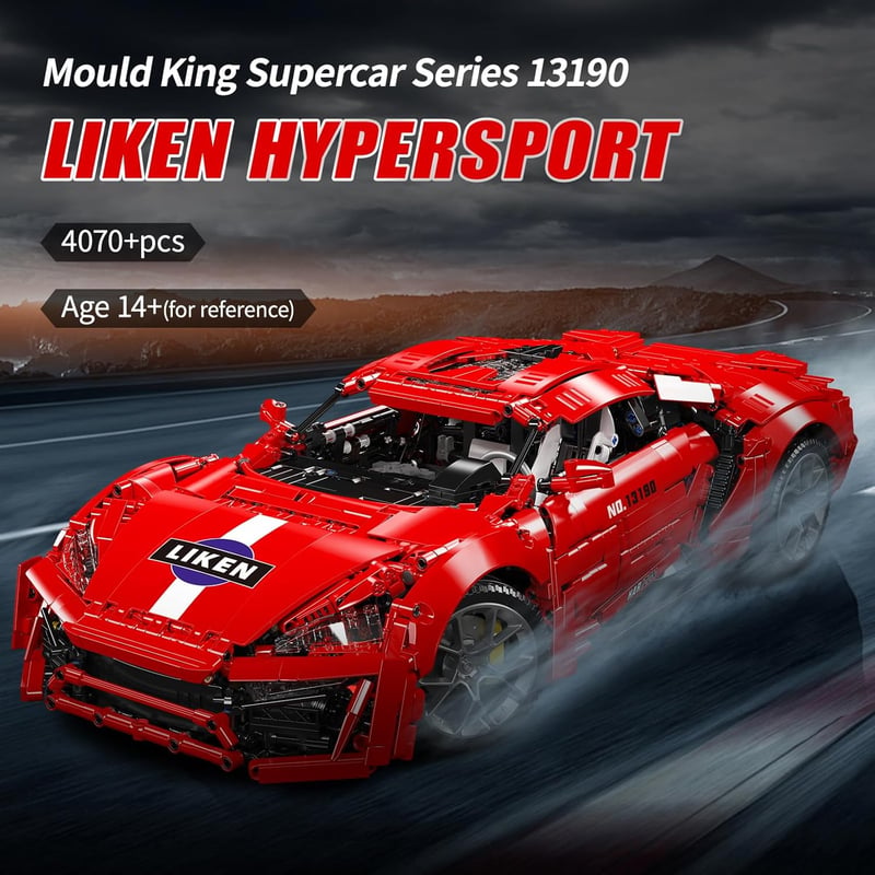 Mould King 13190 Technic Sportautó Építőkészlet 4070 Darabos Motorral és Távirányítóval Szuperautó Rajongóknak