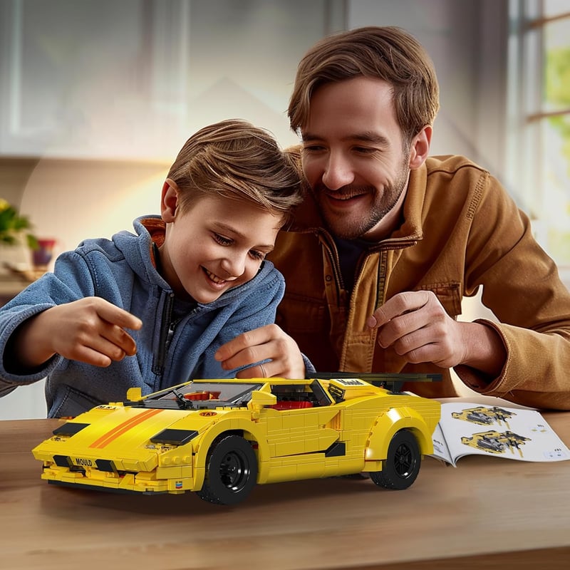 Mould King 13195H Technic Sportautó Építőkocka Szett, 1384 Darabos Távirányítós Versenyautó Modell, DIY Autó Játék 14+ Éveseknek