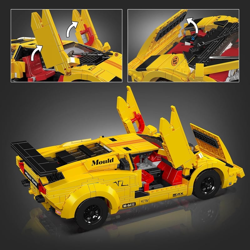 Mould King 13195H Technic Sportautó Építőkocka Szett, 1384 Darabos Távirányítós Versenyautó Modell, DIY Autó Játék 14+ Éveseknek