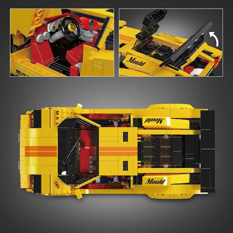 Mould King 13195H Technic Sportautó Építőkocka Szett, 1384 Darabos Távirányítós Versenyautó Modell, DIY Autó Játék 14+ Éveseknek