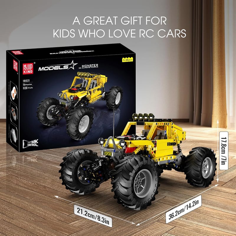 Mould King 18021 Technic Terepjáró Építőkészlet APP Távirányítóval, 4x4 RC Buggy Motorokkal Felnőtteknek (1120 db)