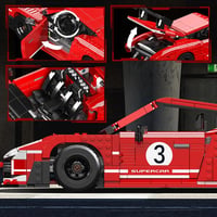 Jucărie de construit mașină de curse Mould King Technik, model de mașină sport roșie cu 1717 piese, cadou educativ pentru copii 3