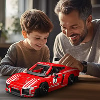 Jucărie de construit mașină de curse Mould King Technik, model de mașină sport roșie cu 1717 piese, cadou educativ pentru copii 5