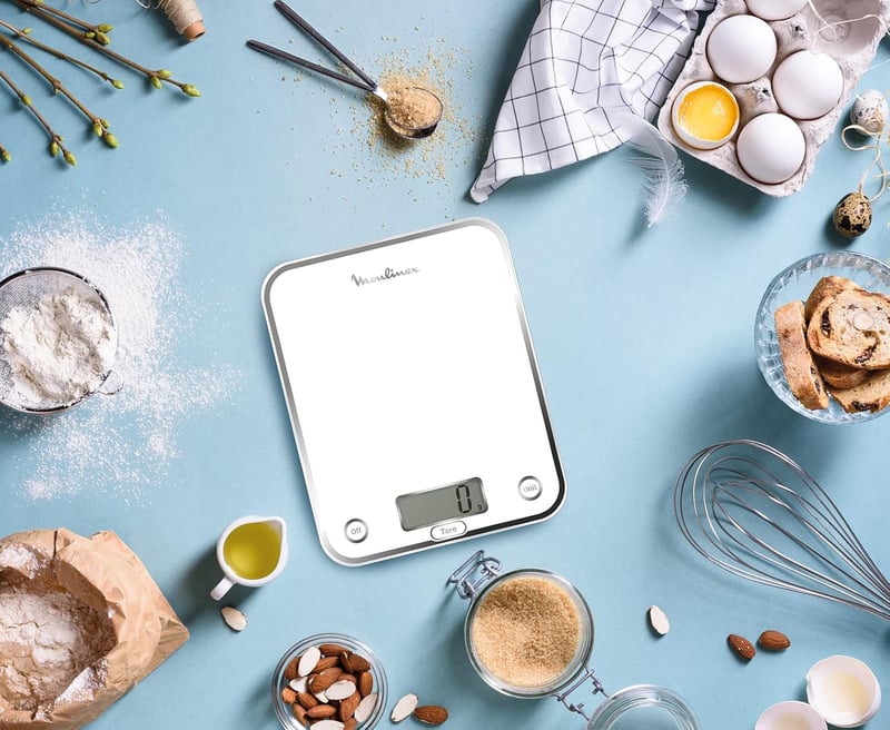Moulinex BN5000 Optiss digitális konyhai mérleg, edzett üveg, folyadékmérés, fehér