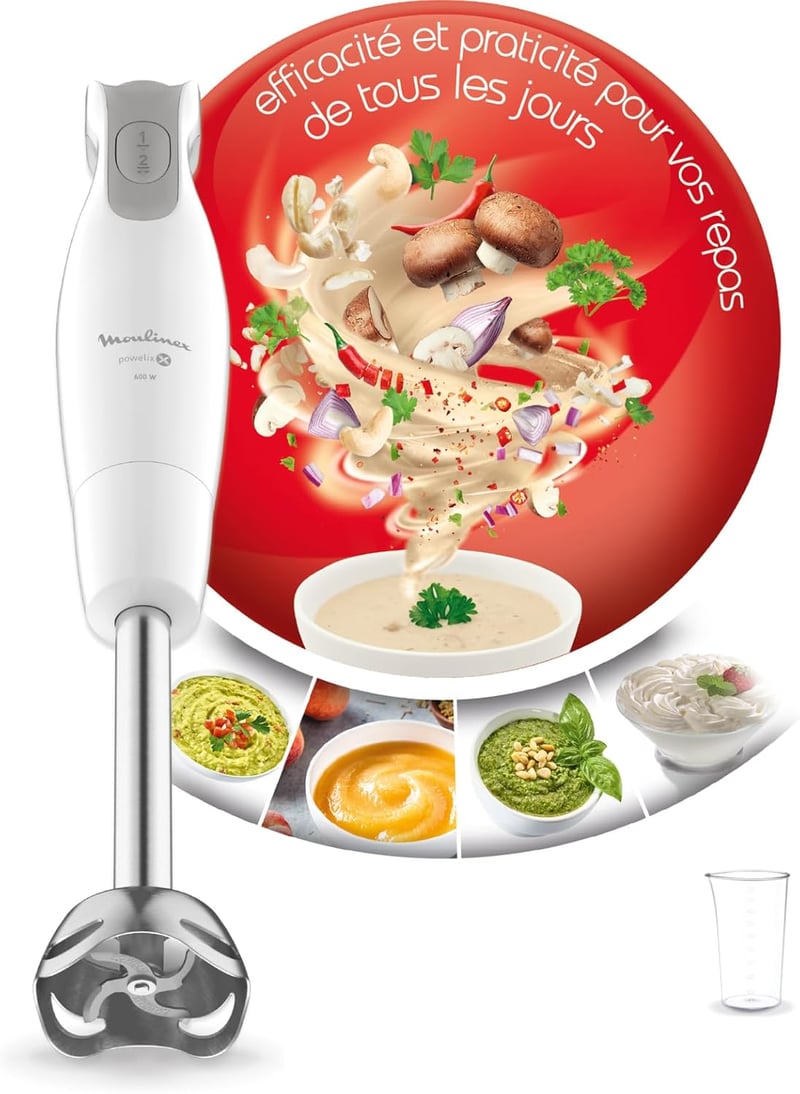 Moulinex Dailychef fehér kézi turmixgép 600W, 2 fokozat, rozsdamentes acél talp