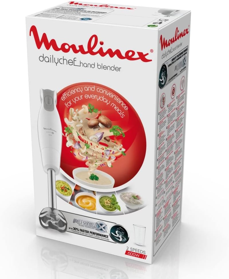 Moulinex Dailychef fehér kézi turmixgép 600W, 2 fokozat, rozsdamentes acél talp