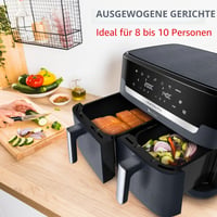 Friteuză cu aer cald Moulinex Easy Fry Dual XXL cu două coșuri, 11 L, 7 programe, 6-10 persoane, EZ942BF0, Gri 2