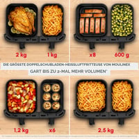 Friteuză cu aer cald Moulinex Easy Fry Dual XXL cu două coșuri, 11 L, 7 programe, 6-10 persoane, EZ942BF0, Gri 5