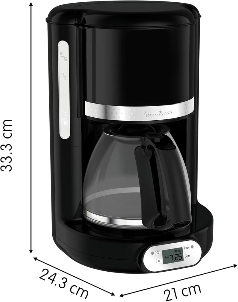 Moulinex FG380B10 Programozható Kávéfőző 1,25L Üveg Kancsó 24 Órás Időzítés
