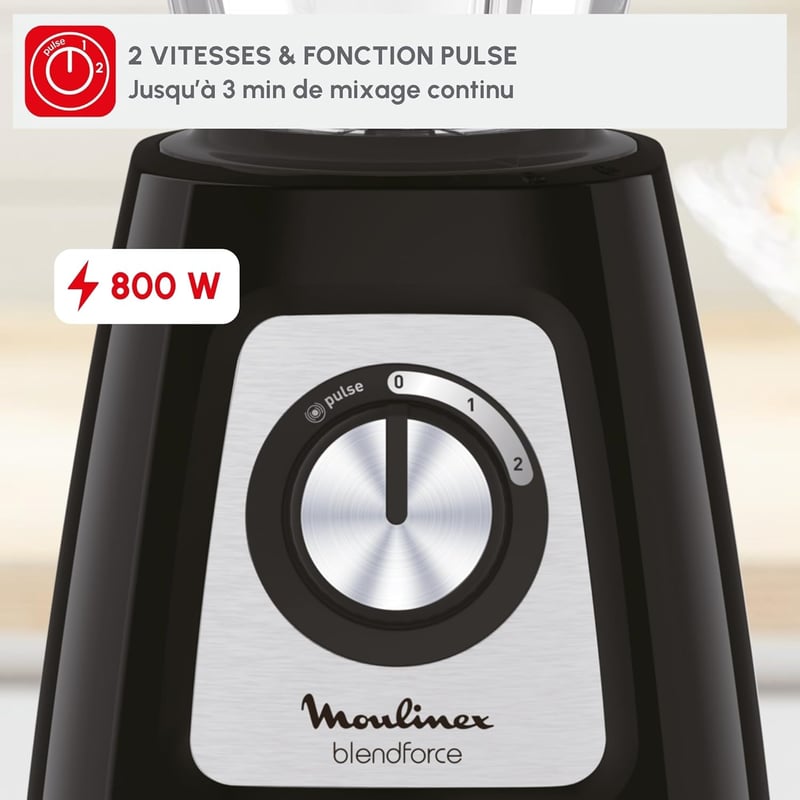 Moulinex LM430810 800W Álló Mixer Üveg Tállal, Darálóval és Jégzúzóval
