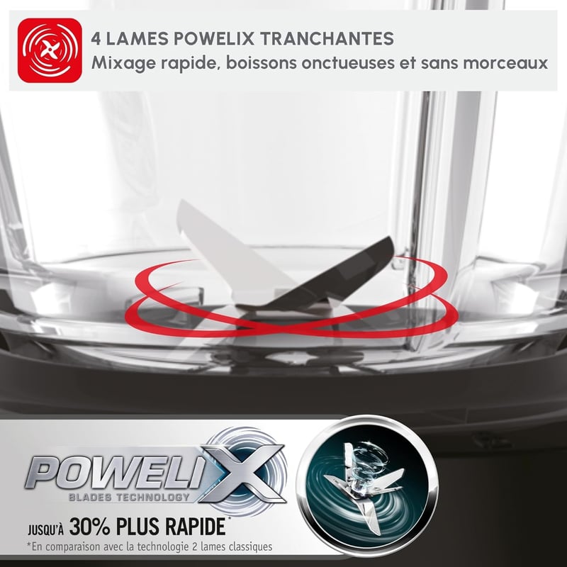 Moulinex LM430810 800W Álló Mixer Üveg Tállal, Darálóval és Jégzúzóval
