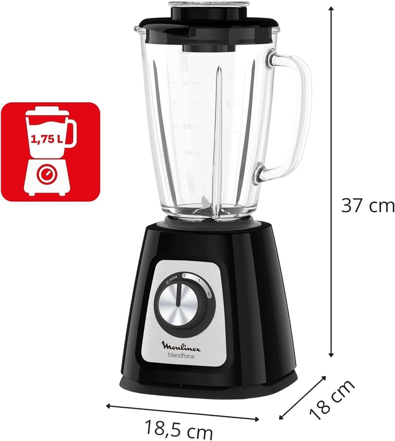 Moulinex LM430810 800W Álló Mixer Üveg Tállal, Darálóval és Jégzúzóval