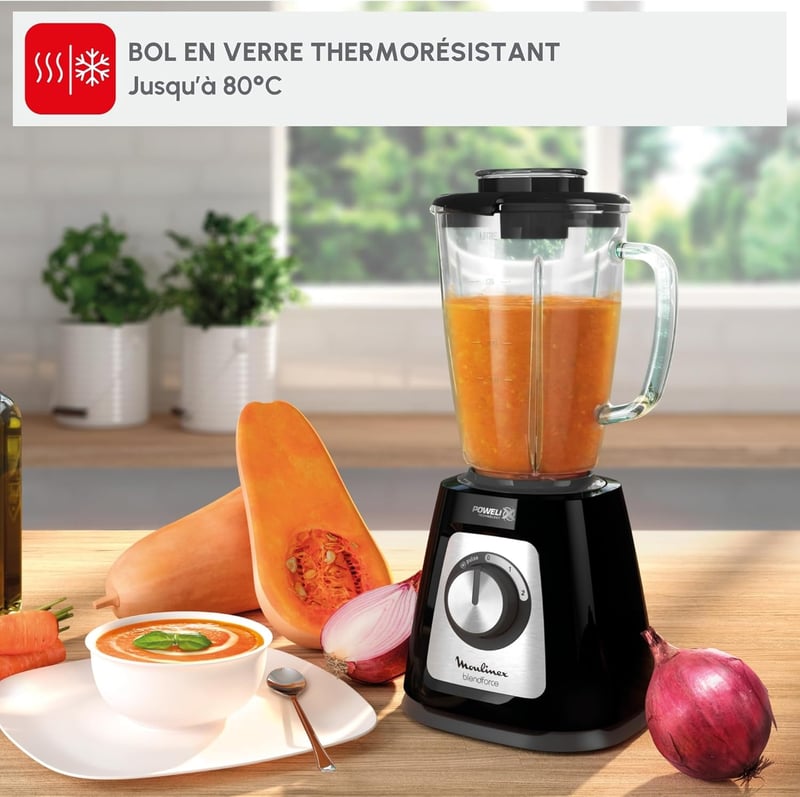Moulinex LM430810 800W Álló Mixer Üveg Tállal, Darálóval és Jégzúzóval