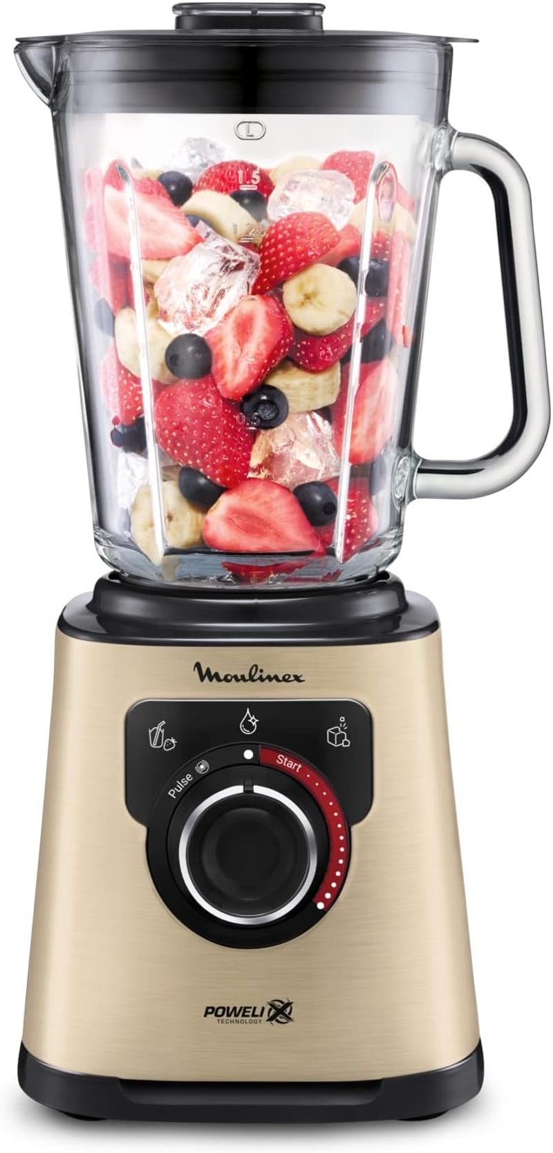 Moulinex PerfectMix 1200W Elektromos Konyhai Mixer Fekete/Arany 1.5L Üvegtartály