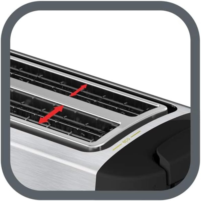 Moulinex Subito 4 kenyérpirító 2 részes hosszú nyílás 1700W rozsdamentes acél