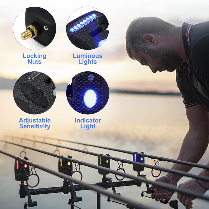 MOUNCHAIN Wireless Horgász Kapásjelző Szett 4 db Digitális Ponty Riasztó Vízálló