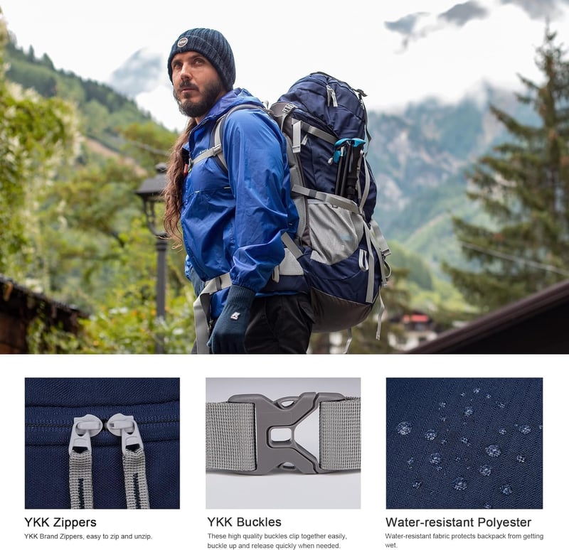 MOUNTAINTOP 70L Trekking Hátizsák Esővédővel Férfi Női Túrázáshoz Kempingezéshez
