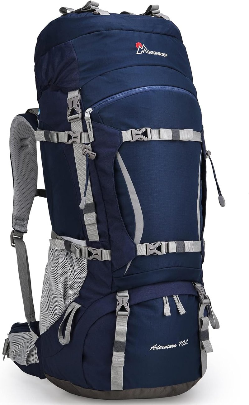 MOUNTAINTOP 70L Trekking Hátizsák Esővédővel Férfi Női Túrázáshoz Kempingezéshez