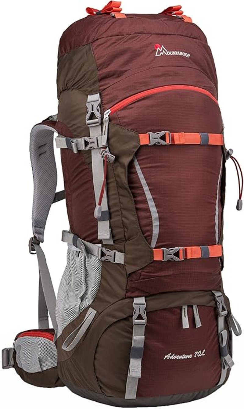MOUNTAINTOP 70L Trekking Hátizsák Esővédővel Férfi Női Túrázáshoz Kempingezéshez