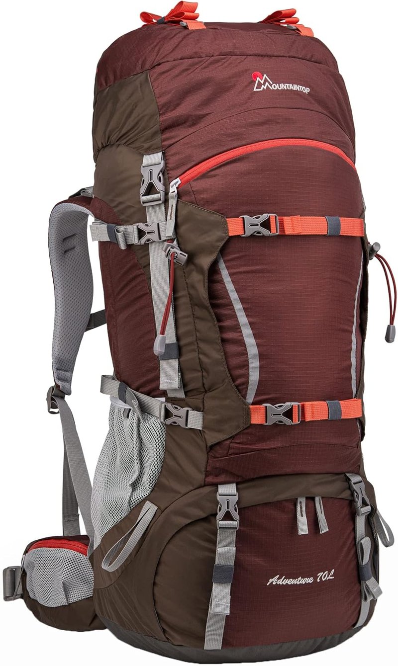 MOUNTAINTOP 70L Trekking Hátizsák Esővédővel Férfi Női Túrázáshoz Kempingezéshez