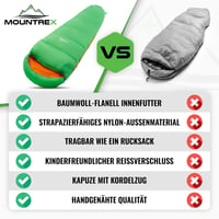 Detský spací vak MOUNTREX – Múmiový spací vak pre deti, 100 % bavlnená podšívka, 175 x 70 x 45 cm – Spací vak na vonkajšie použitie, cestovanie a kempovanie, ľahký a kompaktný 7