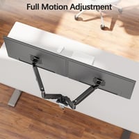 Suport de birou MOUNTUP pentru două monitoare de 13-32 inchi, 2-9 kg, înălțime reglabilă, înclinare, rotire, pivotare, VESA 75 100, EU8014B 4