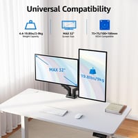 Suport de birou MOUNTUP pentru două monitoare de 13-32 inchi, 2-9 kg, înălțime reglabilă, înclinare, rotire, pivotare, VESA 75 100, EU8014B 2