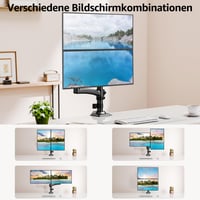 Držiak na dva monitory MOUNTUP EU6016B na stôl pre 2 monitory do 32 palcov, plynová pružina, sklopný a otočný, výška 675 mm, uchytenie pomocou C-svorky a priechodky 5