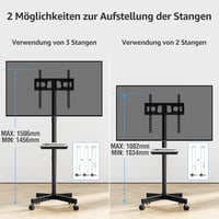 Suport mobil pentru TV MOUNTUP, pentru ecrane de 23-60 inch, tip plasmă, LCD, LED, cu reglare a înclinării și a înălțimii, sarcină maximă 35 kg, VESA 400x400, EU1117B 9