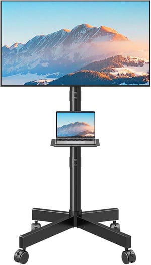Suport mobil pentru TV MOUNTUP, pentru ecrane de 23-60 inch, tip plasmă, LCD, LED, cu reglare a înclinării și a înălțimii, sarcină maximă 35 kg, VESA 400x400, EU1117B
