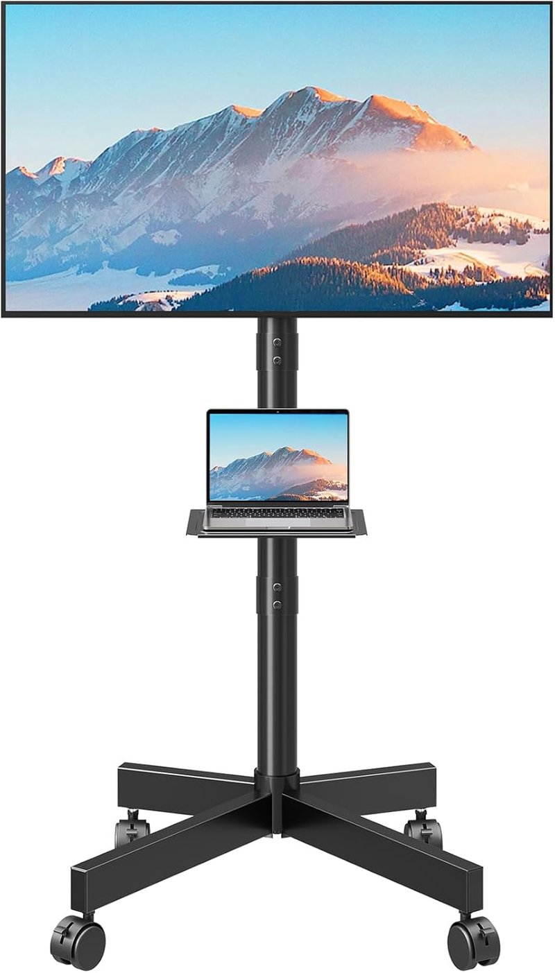 Suport mobil pentru TV MOUNTUP, pentru ecrane de 23-60 inch, tip plasmă, LCD, LED, cu reglare a înclinării și a înălțimii, sarcină maximă 35 kg, VESA 400x400, EU1117B