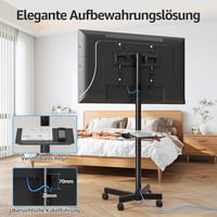 Suport mobil pentru TV MOUNTUP, pentru ecrane de 23-60 inch, tip plasmă, LCD, LED, cu reglare a înclinării și a înălțimii, sarcină maximă 35 kg, VESA 400x400, EU1117B 8