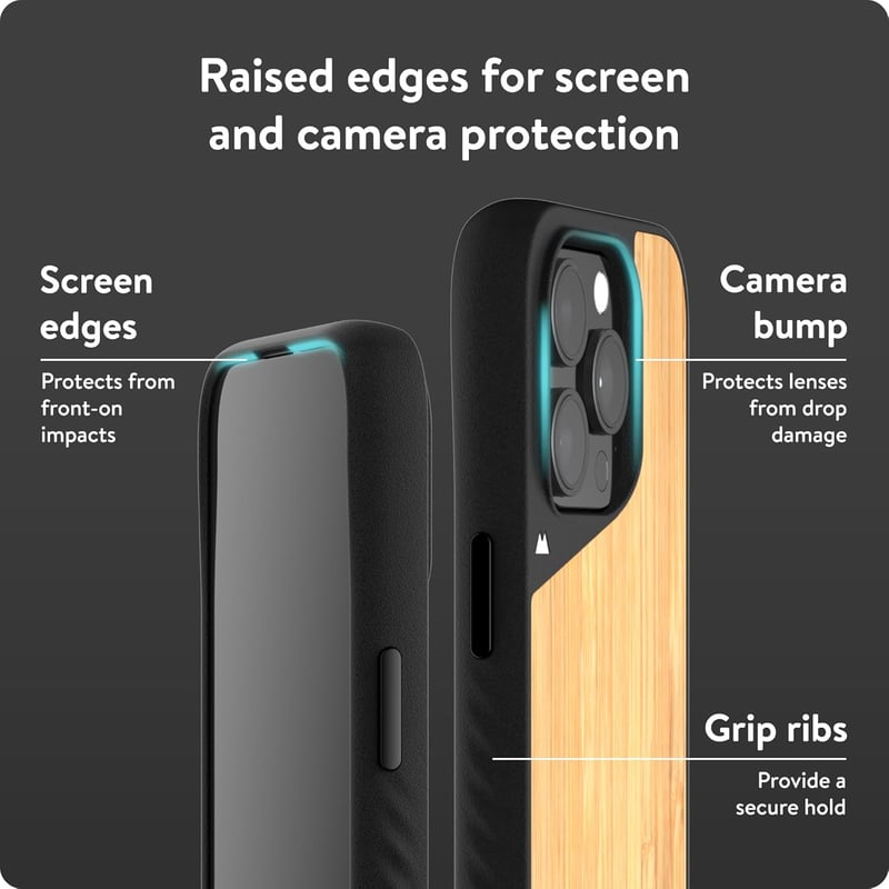 Mous Limitless 5.0 Bambusz Tok iPhone 15 Pro Készülékhez - MagSafe Kompatibilis Védőtok Csúszásgátló Felülettel és Erős Védelemmel