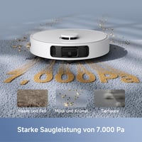Mova E30 Ultra robotporszívó felmosó funkcióval, automatikus ürítéssel és felmosó öntisztítással, 7000 Pa, 10,5 mm felmosó emelés, Robo Swin 3