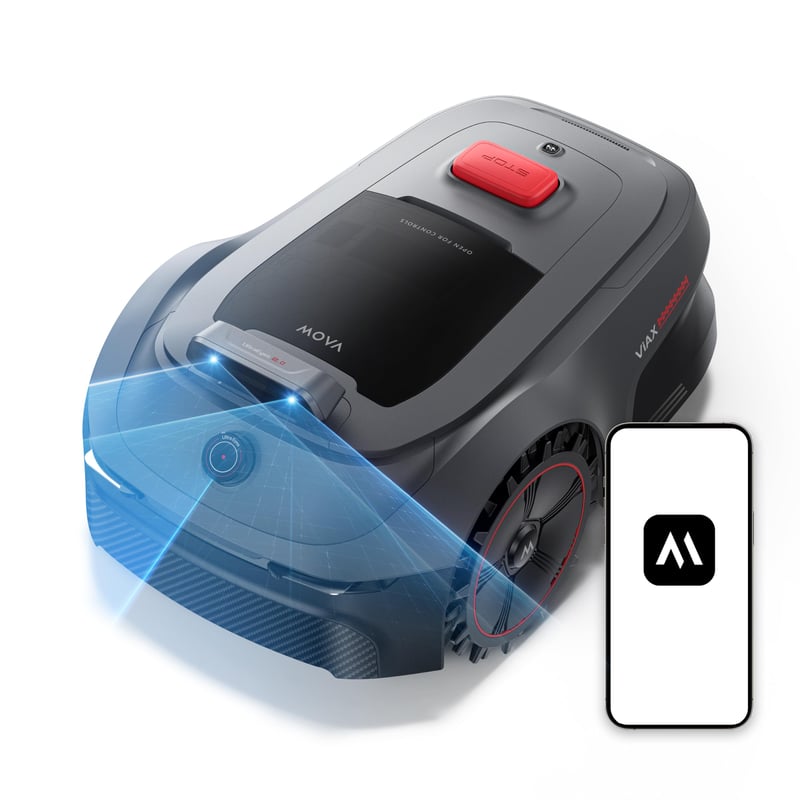 Robotska kosilica Mova ViAX 500 bez granične žice, za površine do 600 m², 360° LiDAR i Dual AI Vision, inteligentno izbjegavanje prepreka, košnja uz rubove, aplikacija