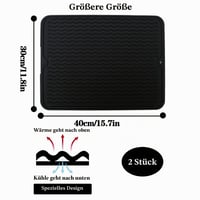 Silikónová podložka pod horúce hrnce a panvice Movstriker, 40x30 cm, čierna, 2 ks, veľká žiaruvzdorná podložka na ochranu kuchynskej pracovnej dosky 6