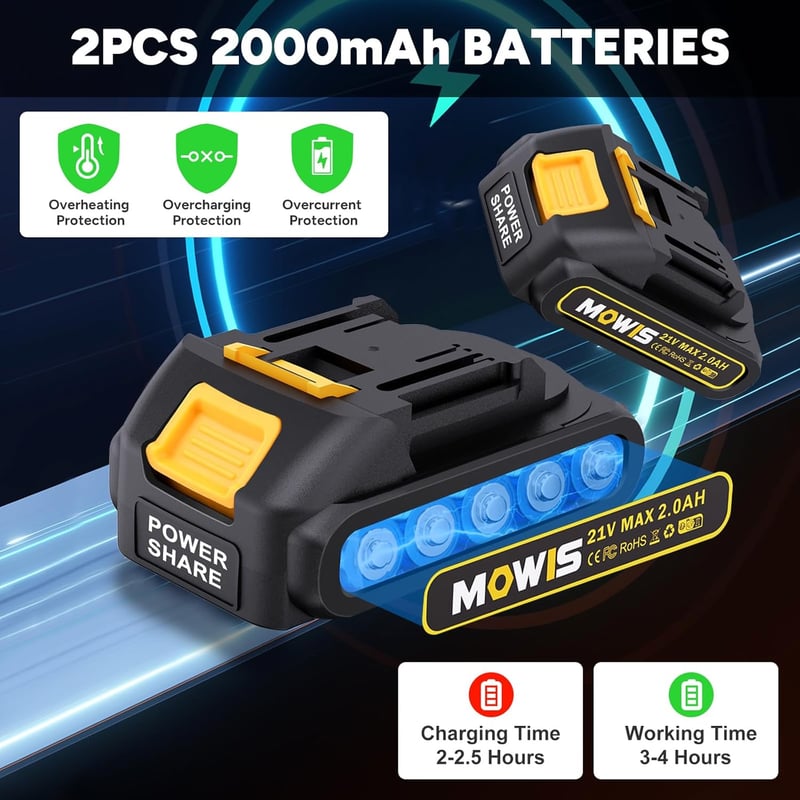 Mowis Elektromos Metszőolló 30mm LCD Kijelzővel 2x2Ah Akkumulátorral