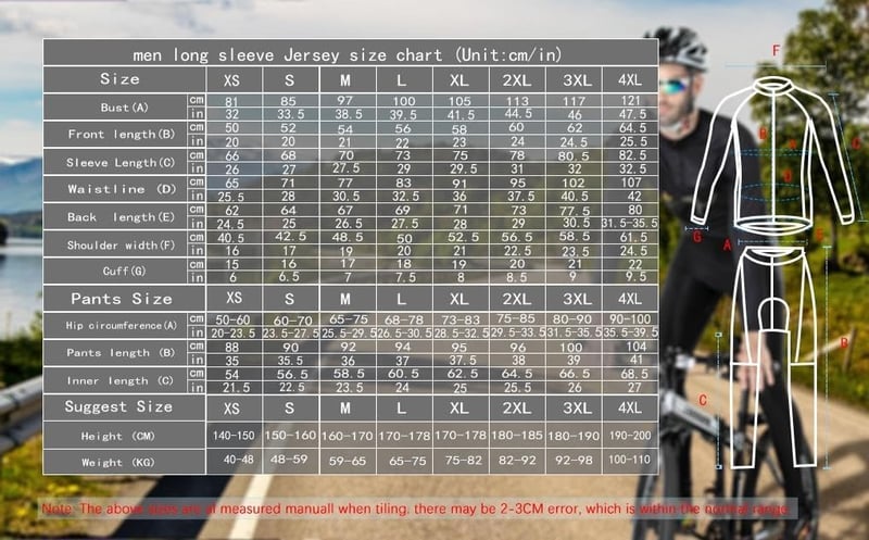 Moxilyn férfi kerékpáros ruházat szett hosszú ujjú MTB nadrág 20D párnázott - XL, 4