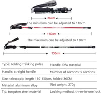 Moxilyn ütéscsillapítós teleszkópos túrabot összecsukható csúszásgátló markolattal 36-130 cm állítható rögzítővel 6
